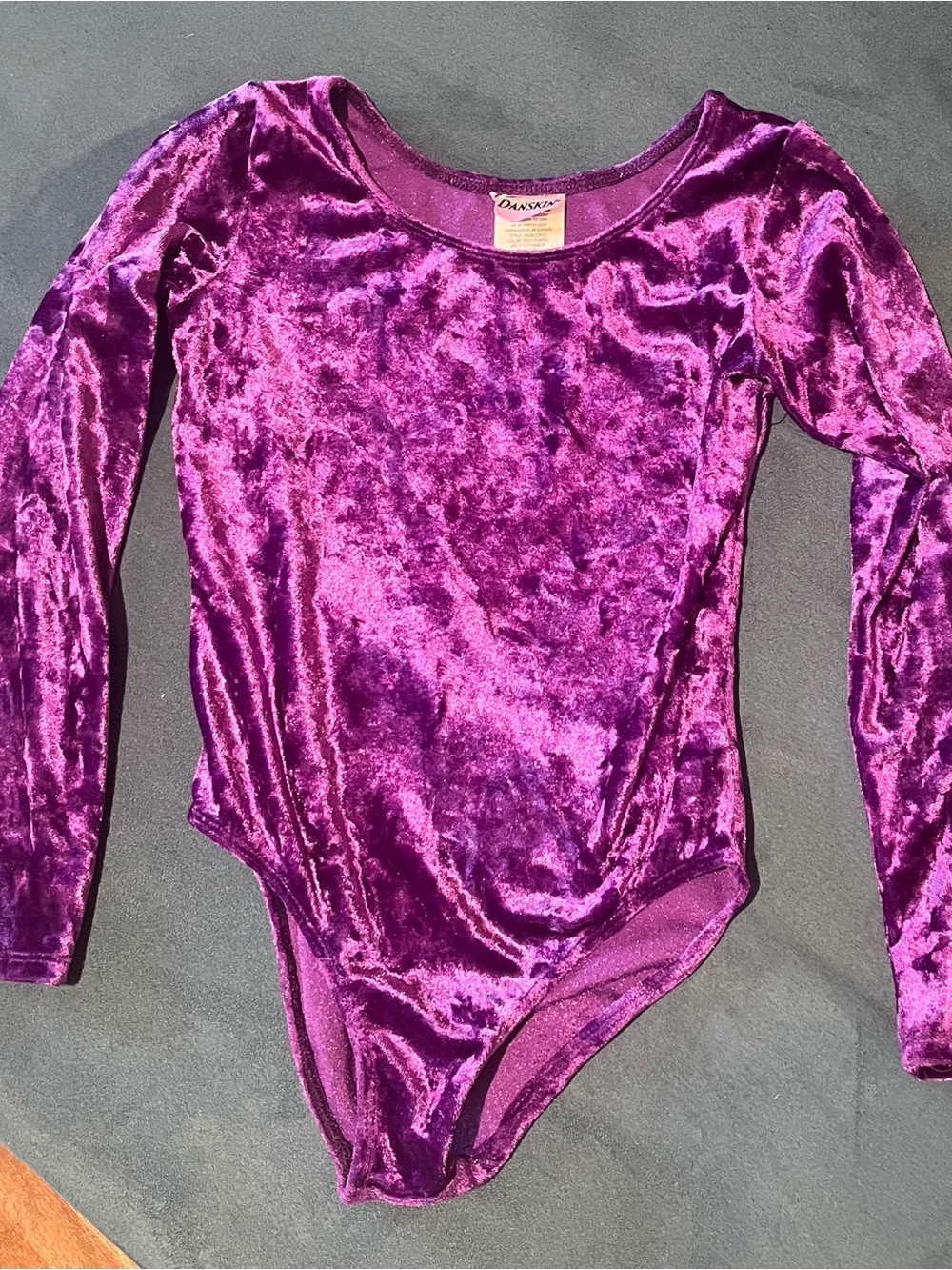Danskin Velvet Long-Sleeve One-Piece Bodysuit - Purple